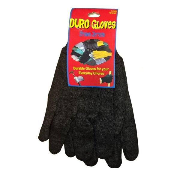 2 Pairs Men's Brown Jersey Work Gloves Large Glove Crafter & Duro Gloves NEW Lot - Picture 2 of 4